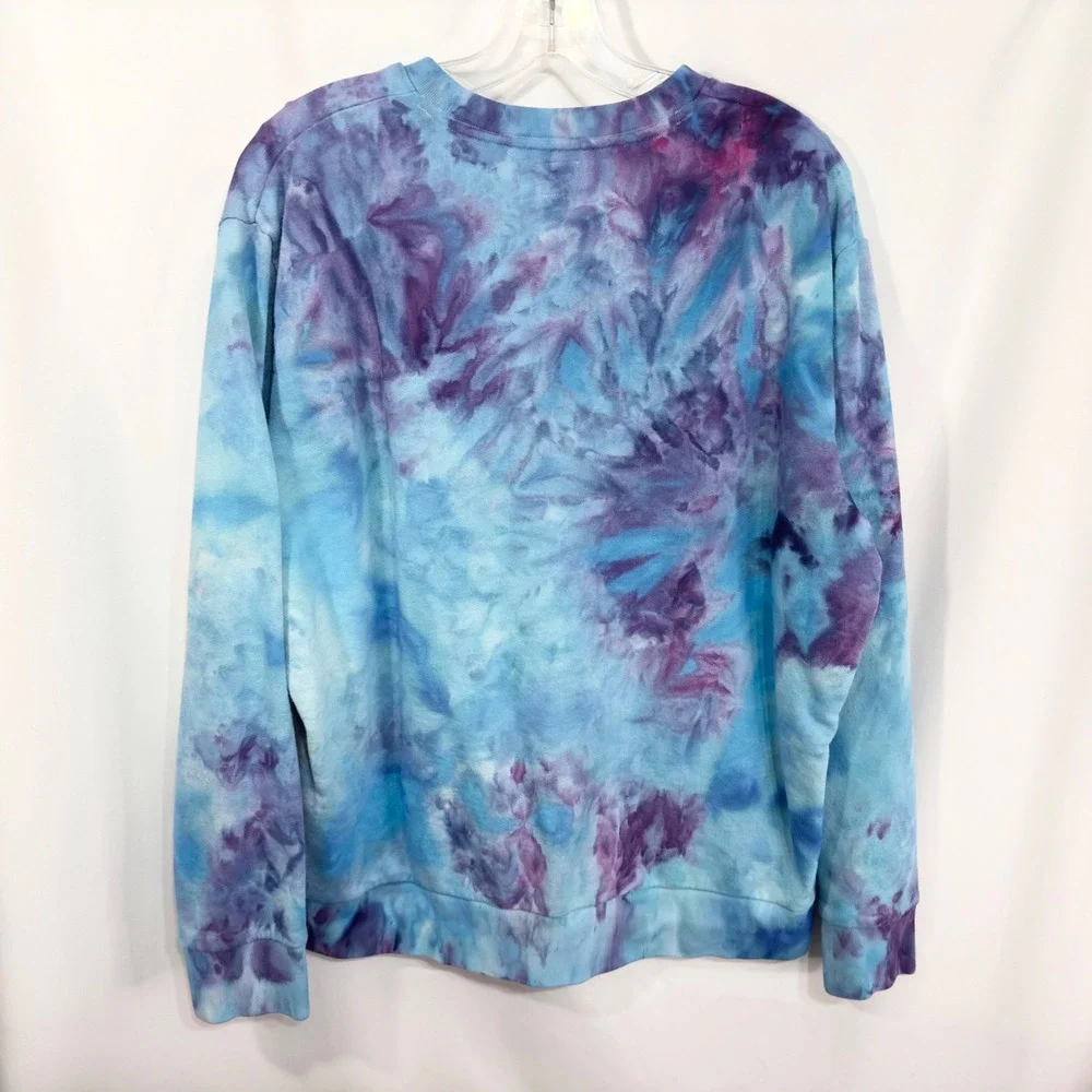 Levis XL Sweatshirt Handmade Tie Dye Crew Neck Pullover Blue Purple 1660 - Picture 2 of 8